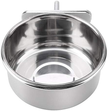 Bird Parrot Feeding Cups, Stainless Steel Parrot Food Water Bowls Parrot Cage Feeding Dish Parrot Food Hanging Cups for Cockatiel Conure Budgies Parakeet Parrot with Clamp Holder(S)