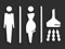 SIGNS - Plaque signalétique toilettes en Relief (15 cm) Set adhésif Design Toilette SA117. Plaques toilette homme femme douche salle de bains - Autocollants pour les wc restroom (Blanc)