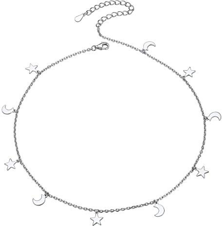 ChicSilver Collana Girocollo Collana Donna con Cindolo Luna e Stella Chocker da Donna