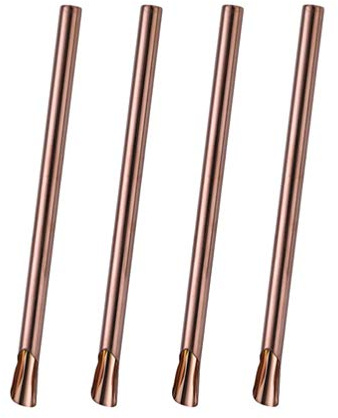 Yardwe 4 StüCk Edelstahlstrohhalme Wiederverwendbar Metall Trinkhalm Als StrohrüHrer FüR Bubble Tea Milchtee Smoothies Eiskaffee Waschbar RoséGold 21.50 Cm