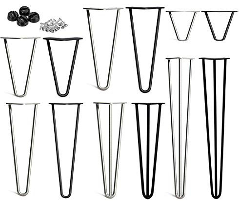 Haarnadel Tischbein, DIY Möbel Metall Tisch Beine perfekt für Schrank, Kleiderschrank, TV-Schränke, Schubladen, Nachttisch Komme Mit Freie Bodenschutzvorrichtungen und Schrauben, Möbelfüße