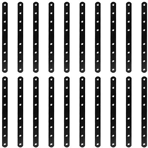 SHANQ 20PCS 250mm Flat Straight Brace Brackets, Stainless Steel Mening Plates Flat Braces, Metal Straight Bracket Plate for Wooden Cabinet Bookshelves Bed Table, Fixing Furniture Fastener Hardware