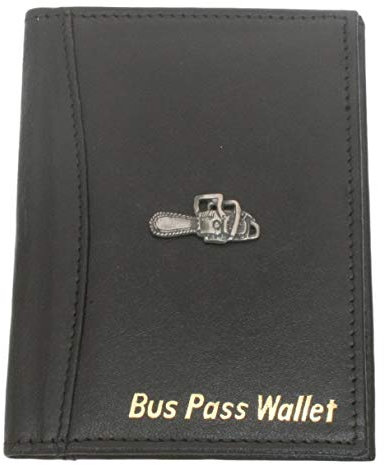 Chainsaw Leather Bus & Train Pass Wallet & ID Holder in Black 69
