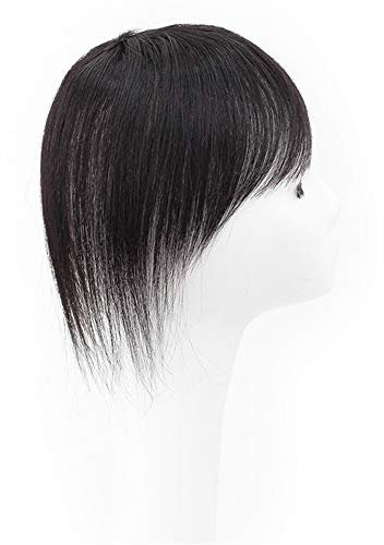 RemeeHi Human Hair Invisible Crown Clip in Hairpiece Straight Toupee or Topper Wiglet Top Thin Hair On Mono 6 inch Dark Brown
