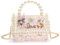 LIGUL Kinder-Schultertasche für kleine Mädchen, niedliche Schleife, Prinzessinnen-Umhängetasche, Baby-Geldbörsen, Mini-Perlen-Handtasche, 2–5 Jahre alt (Rosa Perle)