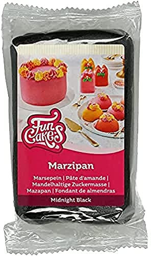 FunCakes Mandelhaltige Zuckermasse (holländisches Marzipan) Midnight Black: Einfach zu verwenden und geschmeidig, perfekt zum Dekorieren von Kuchen, Halal, koscher und glutenfrei. 250 g.