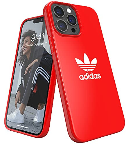 adidas Hülle für das iPhone 13 Pro Max 6.7, sturzsicheres Gehäuse, erhöhte Kanten, original geformte Schale, Scharlach Rot
