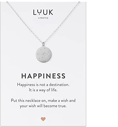 LUUK LIFESTYLE Edelstahl Halskette mit Anhänger für Damen, filigraner Schmuck, Glücksbringer, Freundschafts Kette, Geschenk für Frauen & Mädchen, Stern I Sternenhimmel I Himmel, silber