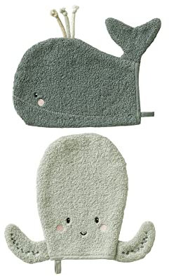 VERTBAUDET Lot de 2 gants de toilette Animorigolo bleu TU