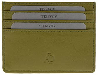 Adapell Porta carte di credito in pelle - Porta carte di credito piccolo - Porta carte in vera pelle - Porta carte unisex - Capacità fino a 8 carte, Oliva, Talla única