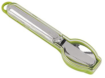 IDRINK®- Portaposate con Set posate 3 Pezzi (Forchetta, Coltello, Cucchiaio) in acciaio inossidabile On The Go (VERDE)