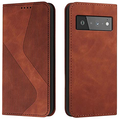 Mo-Somnus Kompatibel mit Google Pixel 6 Pro Hülle, Magnet PU Leder Flip Wallet Case Tasche Handyhülle, Stoßfeste Schutzhülle Google Pixel 6 Pro Brieftasche Klapphülle mit [Kartenfächer] (Braun)