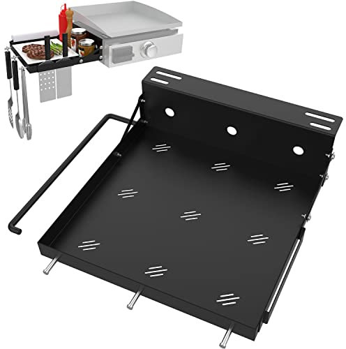 Grill-Seitenregal für Blackstone 43,2 cm 55,9 cm 71,1 cm Grillplatte, Grillzubehör für Blackstone 43,2 cm 55,9 cm 71,1 cm Tischgrillplatte, Schwarz