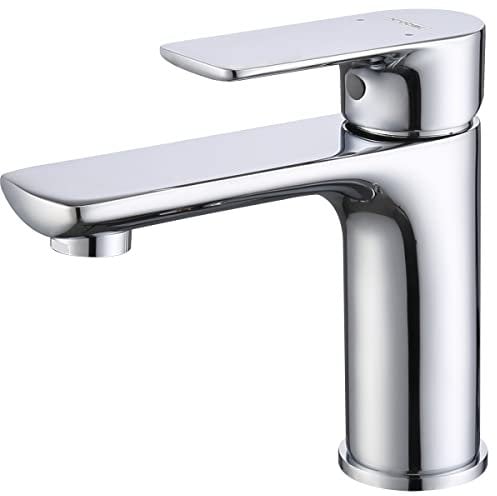 Grifo de lavabo Korec, grifo de baño, grifo de lavabo, grifo de agua fría y caliente, latón, cartucho cerámico (cromado).