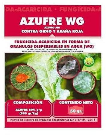 Azufre WG Masso, fungicida-acaricida contra oídio y araña roja, granulado para disolver en agua (50g)