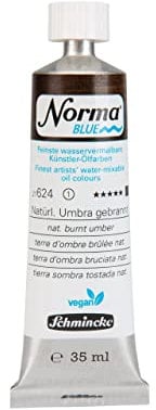 Schmincke - NORMA® Blue, 21624009, feinste wasservermalbare Künstler-Ölfarben, höchstpigmentiert, lichtecht, vegan, Natürl. Umbra gebrannt - 35 ml