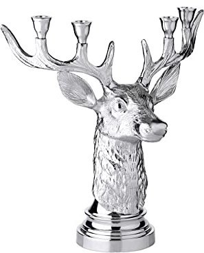 EDZARD Kerzenleuchter Kitu (Höhe 43,5 cm), silberfarben, Aluminium vernickelt, für 4 Stabkerzen