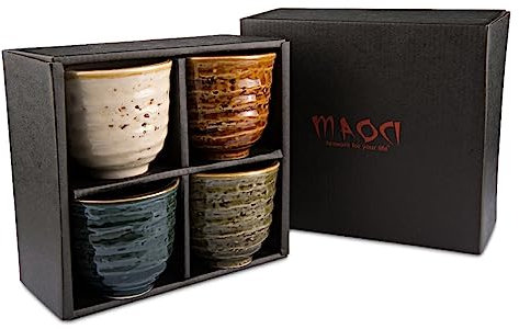 Maoci Lot de 4 tasses à thé japonaises en porcelaine 150 ml