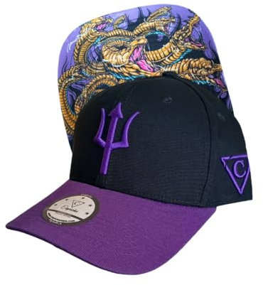Capiche [99+ Designs] Kinder Baseballhut Hydra Curved, Cappy Kinder Jungen, Sportanzug Kinder, Schwarze & Lila Basecap mit Schlangenkunstwerk, Geburtstagsgeschenk, Running Cap