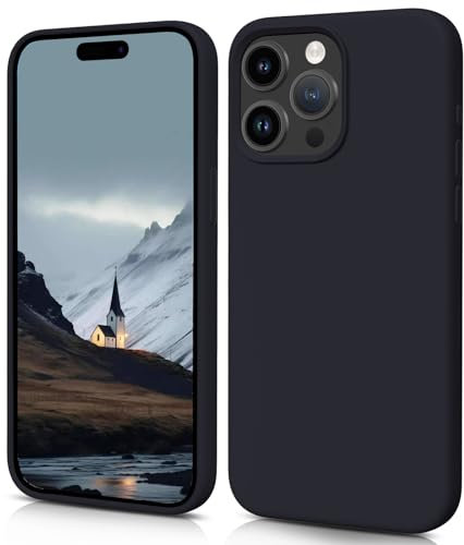 HiiVeet Silicone Case Designed for iPhone 15 Pro Max Case,6.7 inch,Ultra Slim Shockproof Protective Liquid Silicone Phone Case with Soft Anti-Scratch Microfiber Lining,Black