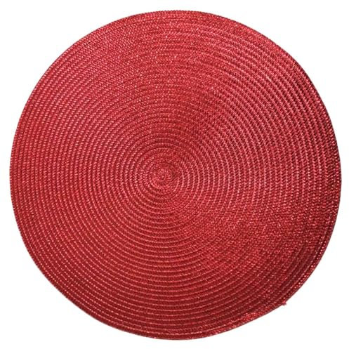 Acan Tradineur - Salvamantel Redondo Metalizado de plástico, Reutilizable, Mantel Individual, Alfombrilla de Mesa, Adornos Festivos, Navidad (Rojo, Ø 38 cm)