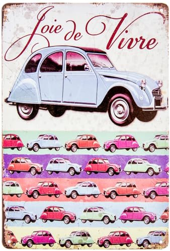 30 x 20 cm Blechschild passend für 2CV Fans - Retro Oldtimer Deko Auto Schild, Werkstatt, Garagen Schild