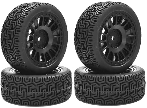 KEEDA 68mm Rubber Tyres and Wheels for 1/10 RC On Road Car 1/16 RC Rally Car HSP 94123 HPI Kyosho Tamiya (Black)