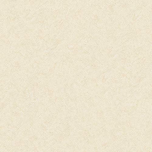 BRICOFLOR Papier peint beige uni idéal pour la cuisine Tapisserie intissée facile à coller Papier peint intissé couleur pastel pour chambre moderne