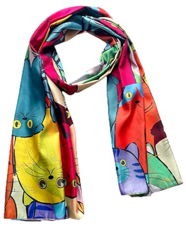 CANNCA Halstuch für Damen, Seidenschal mit Kunstmotiv berühmter Maler, lang, hochwertig, jung und elegant, für Damen, großer Schal, Foulard, originelles Accessoire als Geschenk, HH-6, One size