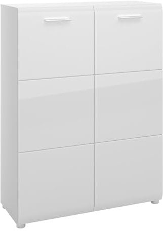 Lomadox Schuhschrank Kommode 90 cm breit, 2 Türen in weiß Hochglanz