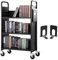 VEVOR Bibliothekswagen 790 x 385 x 1250 mm Abräumwagen 3 Regale Bücherwagen Kohlenstoffstahl + kaltgewalzte Stahlplatte Servierwagen 150 kg Gewichtskapazität (50 kg pro Regal) inkl. 2 Buchstützen