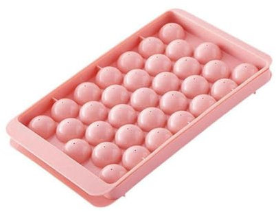 Bac à glaçons rond avec couvercle et poubelle – Empilable pour faire de petites boules de glace à granulés pour congélateur