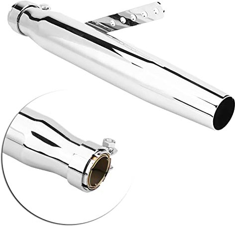 Tubo Silenciador de Escape para Motocicleta, Escape de Estilo Retro Negro Más Suave para la Mayoría de los Modelos de Motocicletas de 39-46mm de Diámetro (Plata electrochapada)