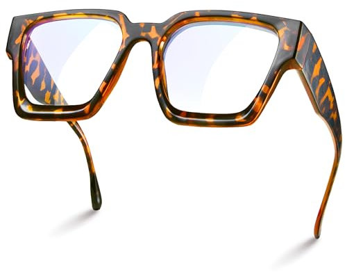 livho Oversized 99% Blue Light Glasses for Woman - Rectangle Fashion Glasses for Computer, Chic Preppy Frame - Anti Eyestrain