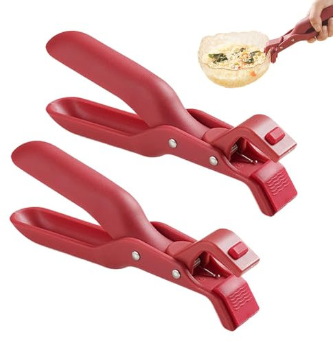 INUIYBU 2 Pièces Pince Anti Brûlure, Clip de Bol Antidérapant, Stable et Antidérapant, pour Récipient Chaud Sortant du Micro Ondes, Bain Marie, Four, Barbecue, avec Poignée AntidéRapante