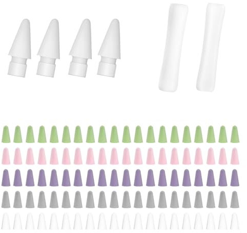 100pcs Silicone Nib Sleeves pen tips cover,4pcs Replacement Tips and 2pcs Silicone Pencil Case Compatible with Apple Pencil1/2/Pro/USB-C For iPencil Nib For iPad Pencil Accessories