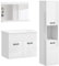 kleankin Muebles de Baño con Lavabo y Espejo Columna de Baño Conjunto de Muebles de Baño de Pared de 3 Piezas Estilo Moderno Blanco