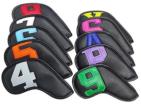 POPETPOP 10pcs Golf Iron Head Covers Water-resistant Pu Material for Putter Covers and Golf Club Protection for Iron Head and Storage