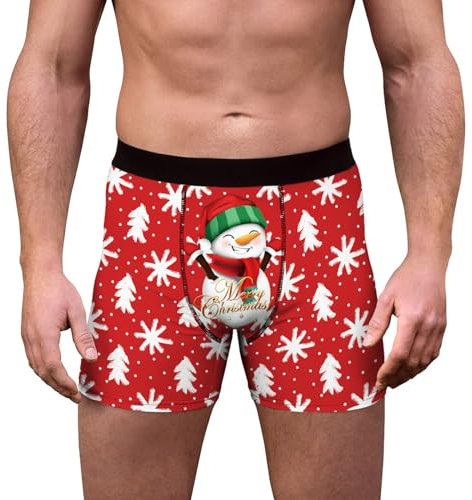 Herren Weihnachten Boxer Shorts Christmas Motiv Boxershorts Lustig Unterwäsche Männergeschenke Weihnachtsmann Kostüm Nikolaus Geschenk für Männer