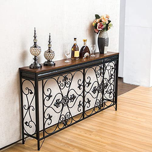 Snowflyk Schmaler Konsolentisch im französischen Landhausstil, Konsolentisch mit Antik-Finish, Konsolentisch für Sofas, Wohnzimmer, Eingang (braun, 35 x 10 x 31)