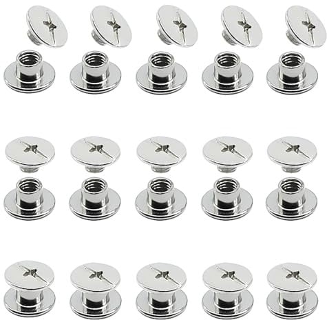JXPXJMY 50 PCS Chicago Screw Set, Carbon Steel Binding Rivets for Books Leather Ledgers Travel Cases (Silver, M5*4)