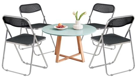 LuxNook Balkonmöbel Set Gartentisch mit 4 Stühlen 80cm Tisch Loungesessel Balkonmöbel Kleiner Balkon Gartengarnitur Set Terrassenmöbel Set für Balkon, Terrasse & Garten - grün+schwarz