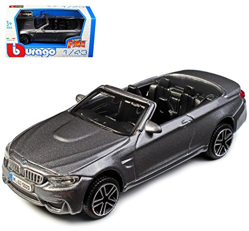 alles-meine.de GmbH B*M*W 4er Cabrio M4 F83 Grau Ab 2014 1/43 Burago Modell Auto mit individiuellem Wunschkennzeichen