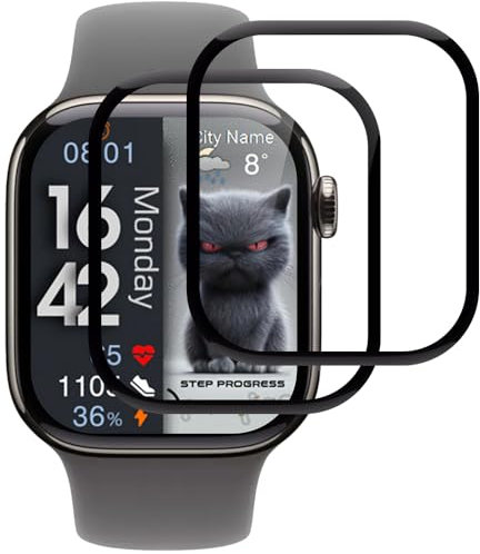 Beukei 2 Stück Panzer Schutz Glas für Apple Watch Series 10 46mm, Glasschutzfolie Film, Folie [9H Härte][HD Klare][Blasenfrei][Anti-Kratzen] Handyglas