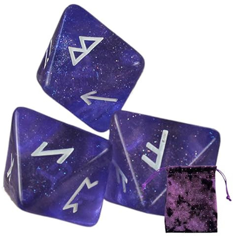 Polyedrische Würfel, 8-seitige astrologische Würfel für Vorhersage, Runen-Wahrsagungswürfel, Astrologie-Würfel, Kunstharz, polyedrisches Würfel-Set mit Kordelzugbeutel für Tischspiele