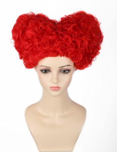LeMarnia Damen Perücke Rote Queen Perücke Halloween Kostüm Cosplay Perücken