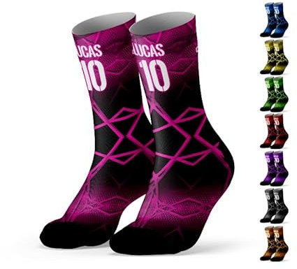 OXUM Calcetines Cartago- Calcetines deportivos personalizables con Nombre y Número. Personaliza para running, fútbol, baloncesto, tenis