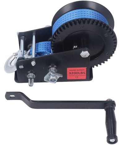 Hand Winch 3200lbs Heavy Duty Alloy Steel Small Trailer Winch with 2 Way Ratchet Anti Slip Handle for Trucks Trailers Boats Lawn Equipment