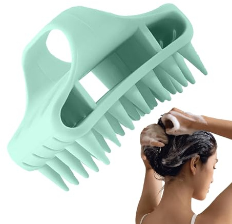 Bürste für Silikonkopf – Massagebürste für Haare aus Silikon | Puder mit beleuchteter Skala tragbar | Massagebürste für Shampoo nass und trocken für Dusche, Badezimmer, V
