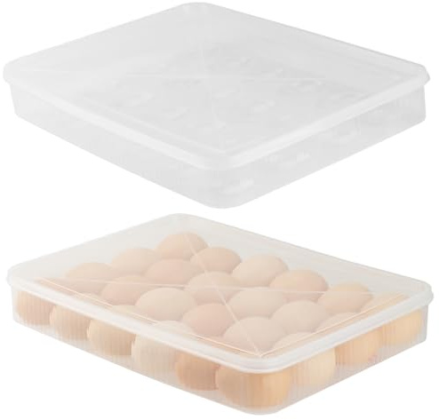 SEUICYNE 2 Stück Eierbehälter, 24 Eier Eierbox, Eierbehälter für Kühlschrank, Eier Aufbewahrungsbox mit Deckel Kunststoff, Frische Eier Behälter Transparent Eierhalter für Eier Organisation Lagerung